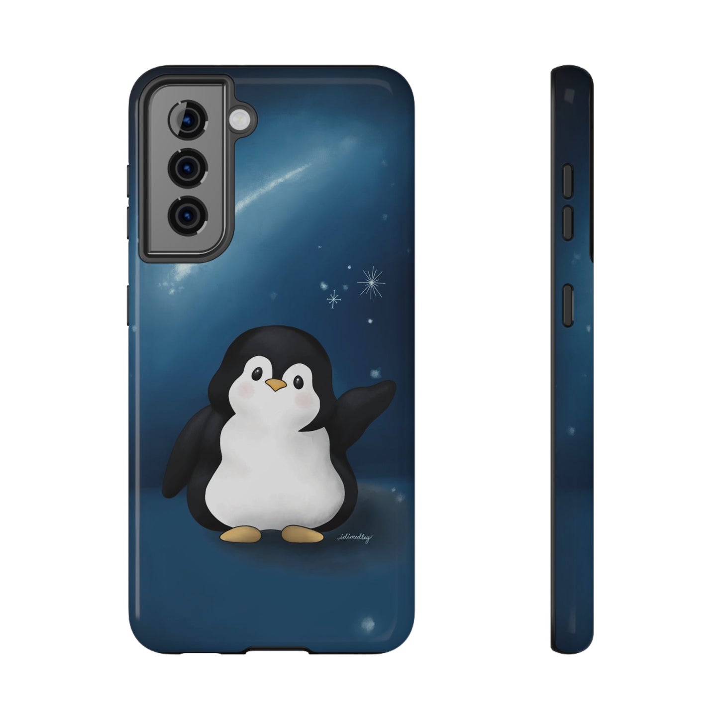 Penguin in Starry Blue Night Skies