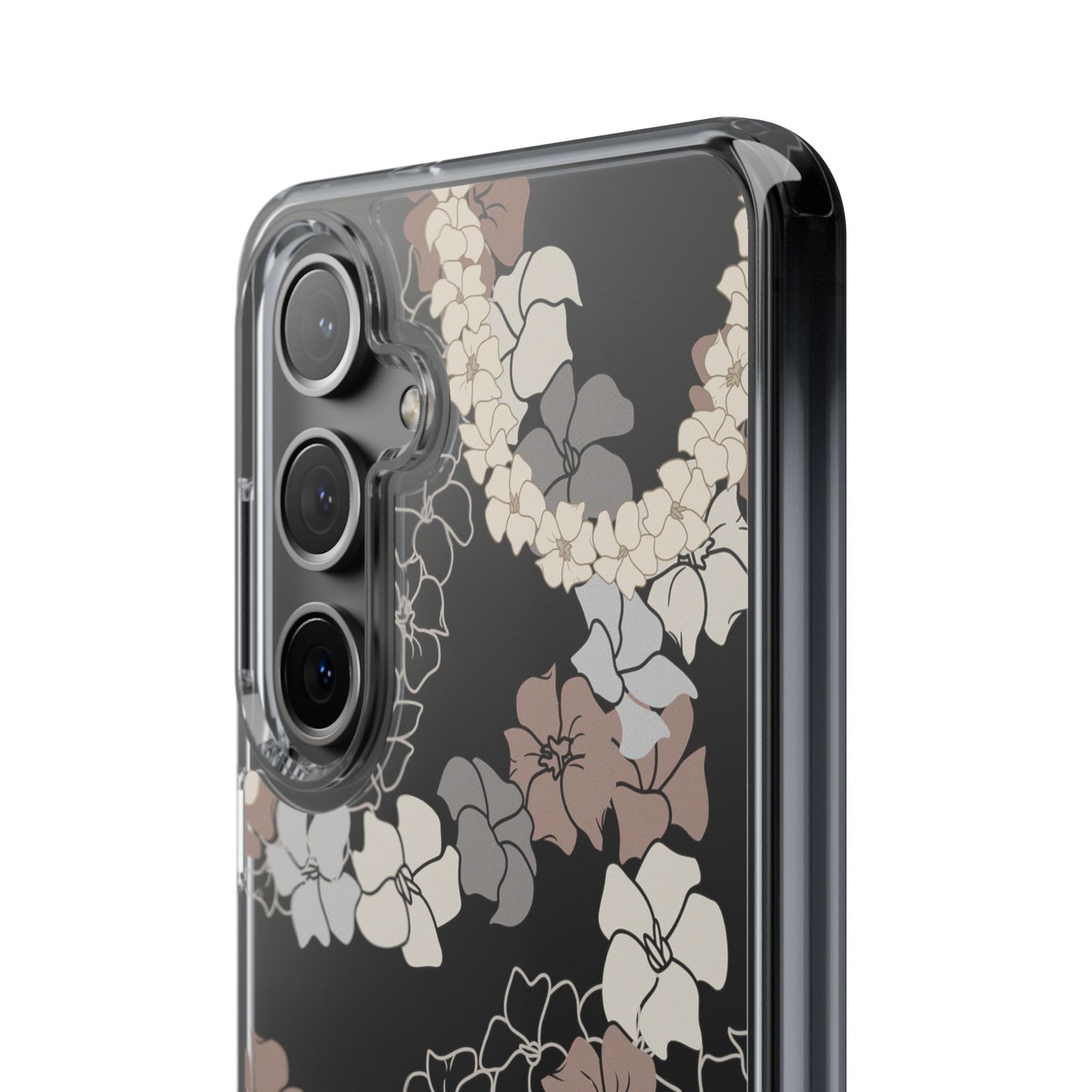 Puakenikeni En Face Flower Leis (Brown and Gray Neutrals) CLEAR Case