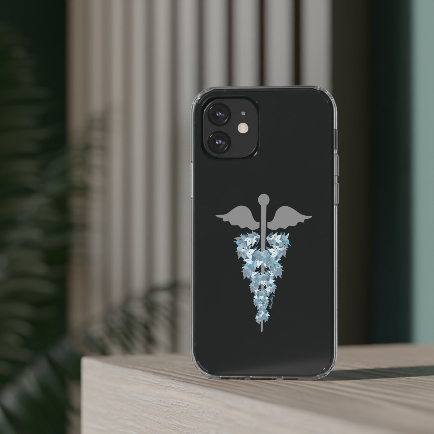 Caduceus Medical Symbol with Blue Maile Lei CLEAR Case
