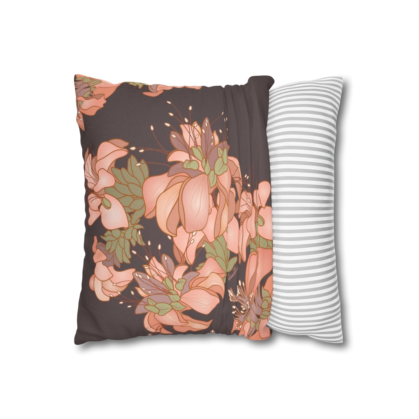 Canvas Throw Pillow Case- Wili Wili Hawaiian (Subtle Maroon)