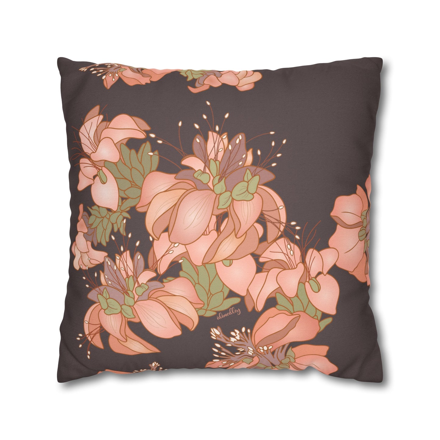 Canvas Throw Pillow Case- Wili Wili Hawaiian (Subtle Maroon)