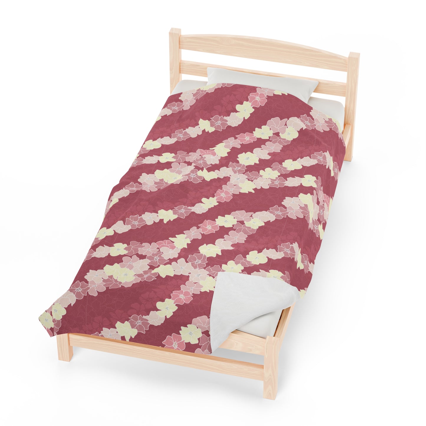 Velveteen Blanket- Puakenikeni En Face Flower Leis (Fruit Punch Pinks)