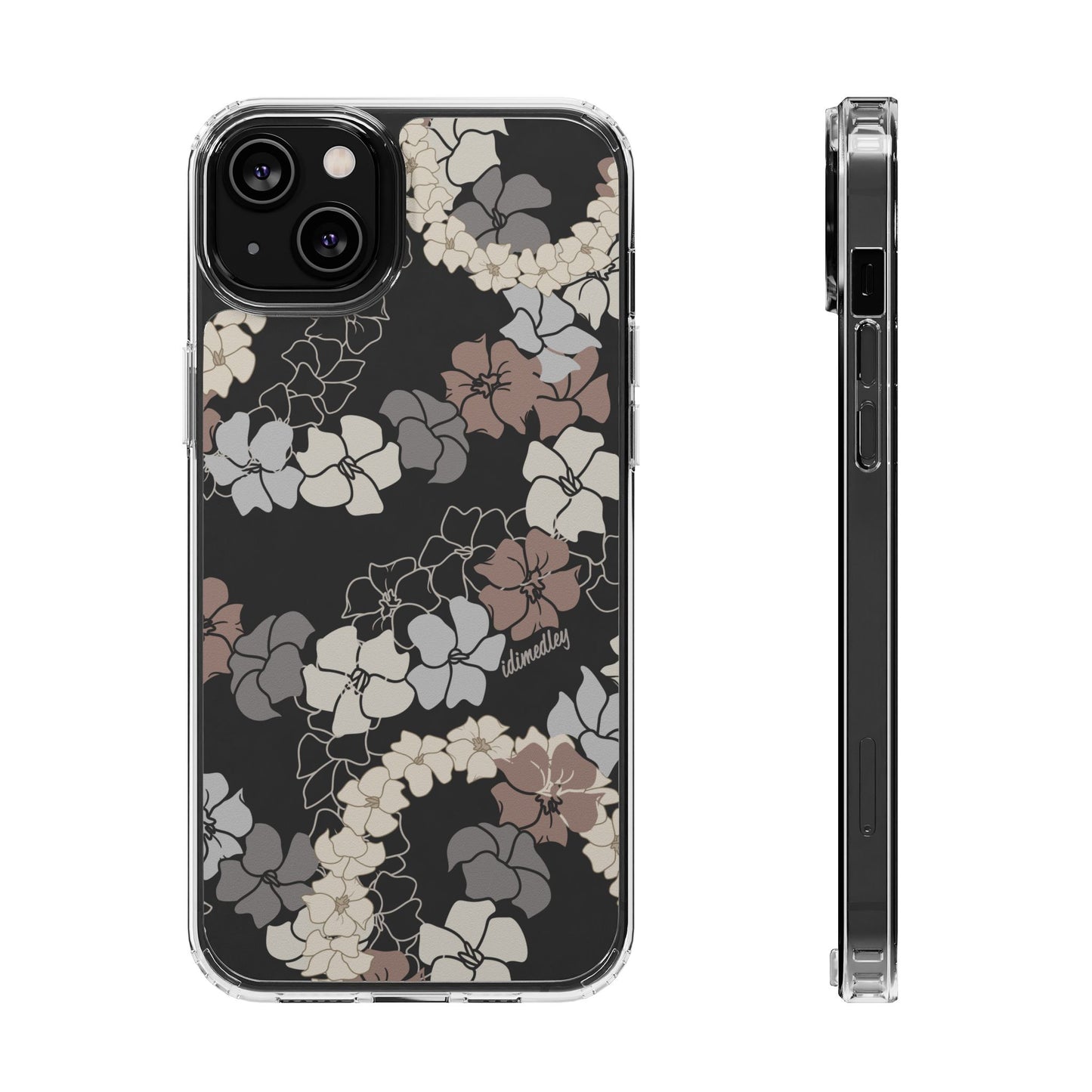 Puakenikeni En Face Flower Leis (Brown and Gray Neutrals) CLEAR Case