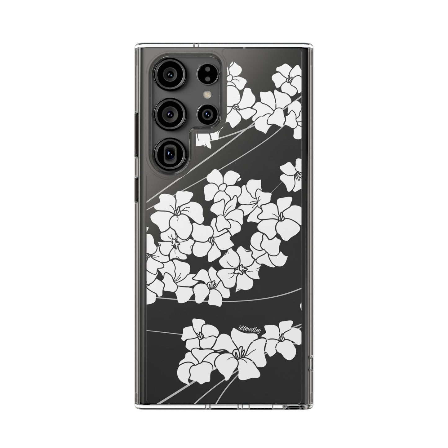 Puakenikeni En Face Flower Swirls (White) CLEAR Case
