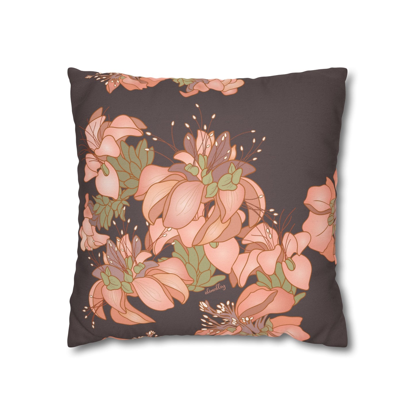 Canvas Throw Pillow Case- Wili Wili Hawaiian (Subtle Maroon)