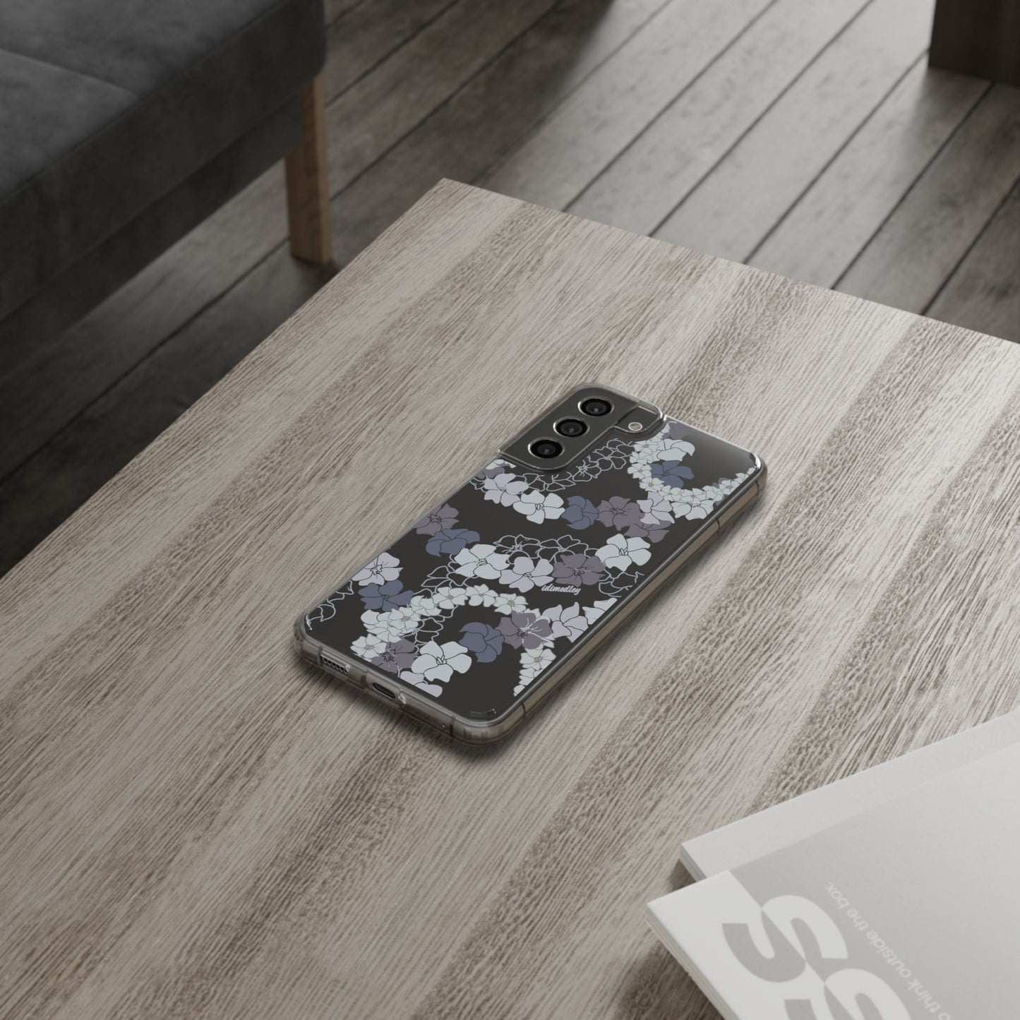 Puakenikeni En Face Flower Leis (Blue and Purple) CLEAR Case