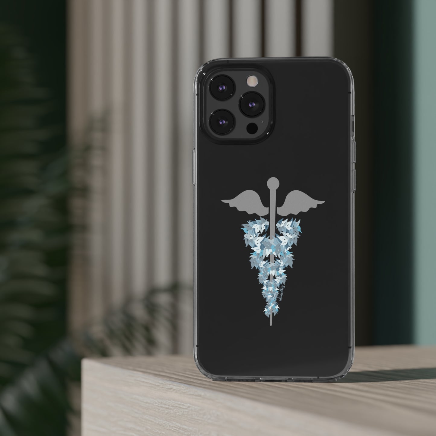Caduceus Medical Symbol with Blue Maile Lei CLEAR Case