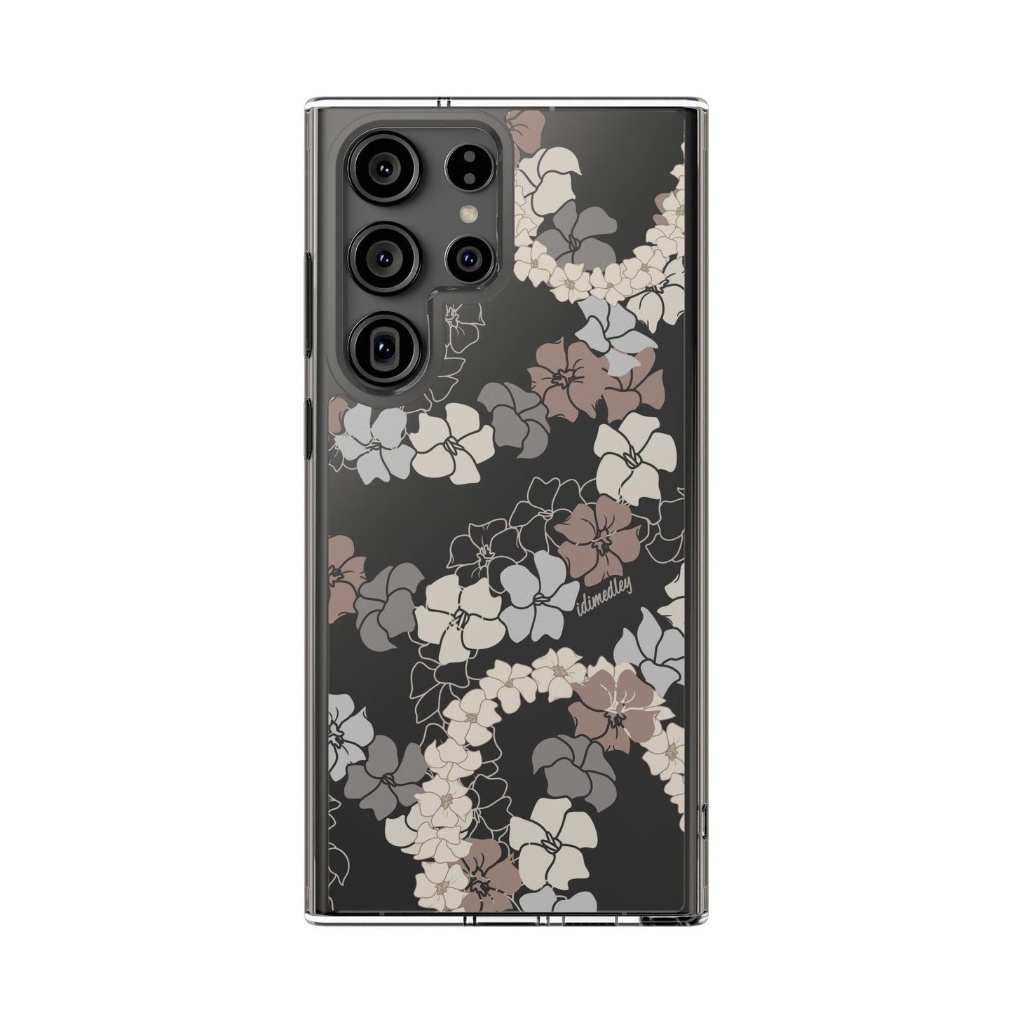 Puakenikeni En Face Flower Leis (Brown and Gray Neutrals) CLEAR Case