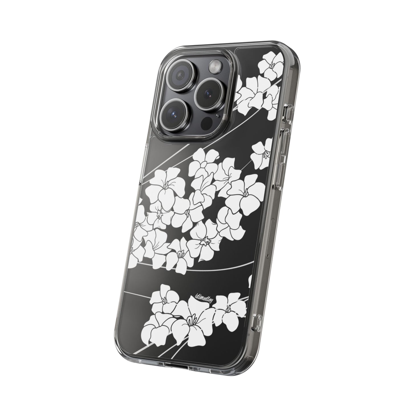 Puakenikeni En Face Flower Swirls (White) CLEAR Case