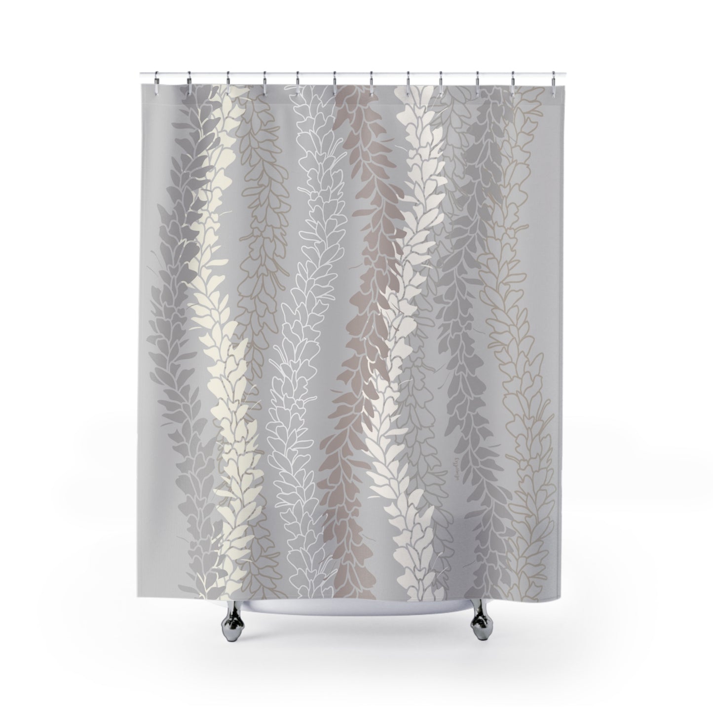 Shower Curtain- White Ginger Kisses (Gray)