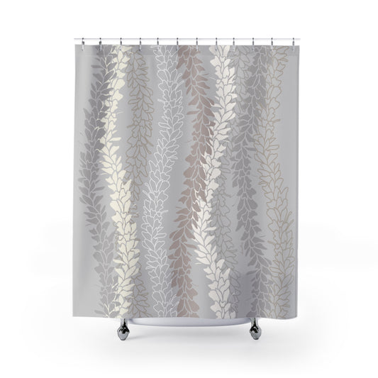 Shower Curtain- White Ginger Kisses (Gray)