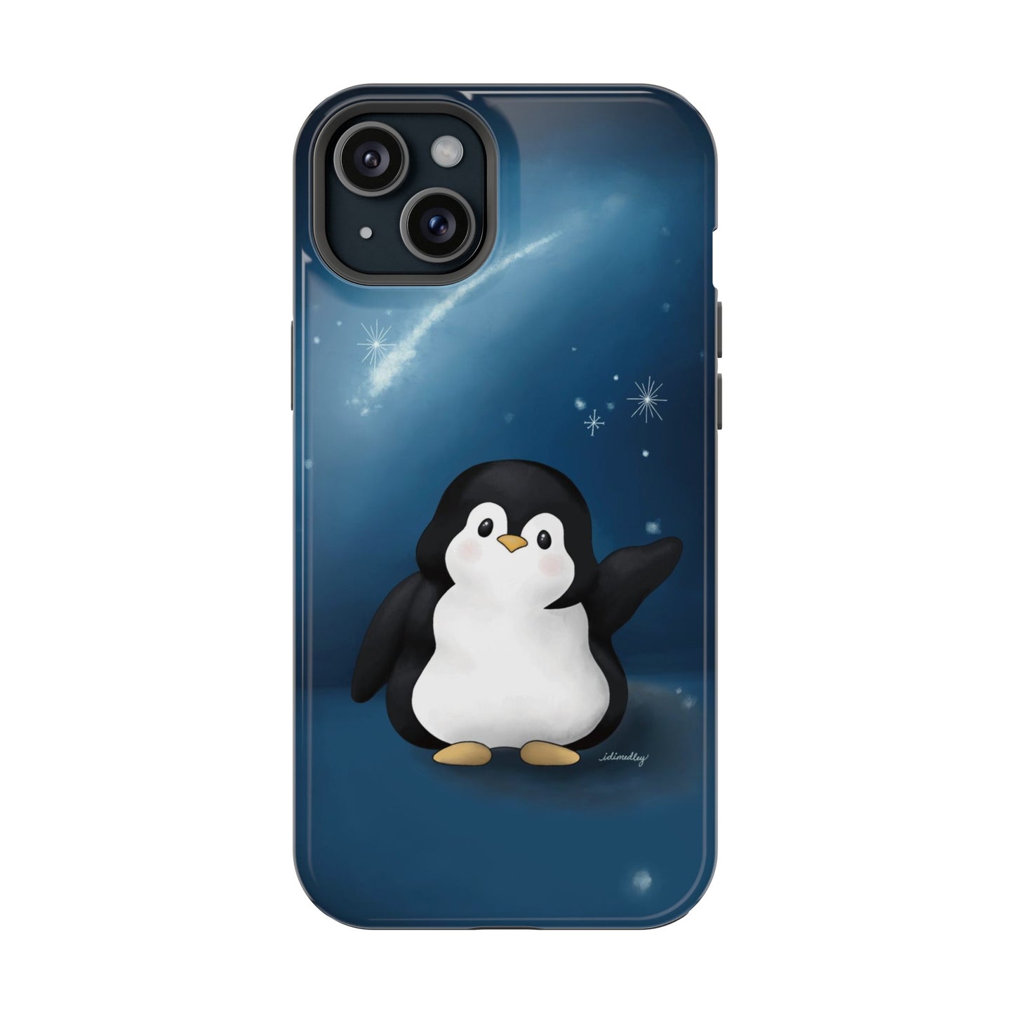 Penguin in Starry Blue Night Skies