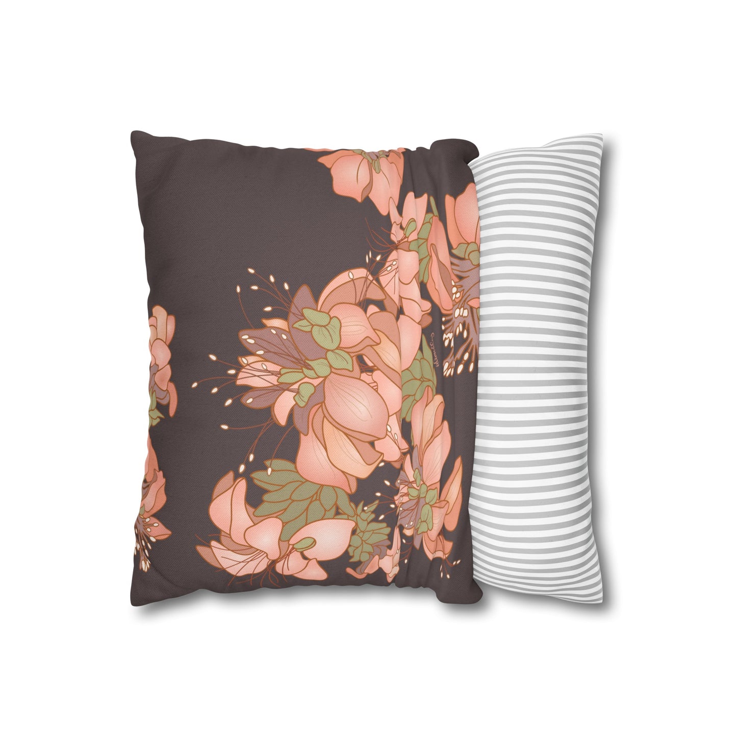Canvas Throw Pillow Case- Wili Wili Hawaiian (Subtle Maroon)