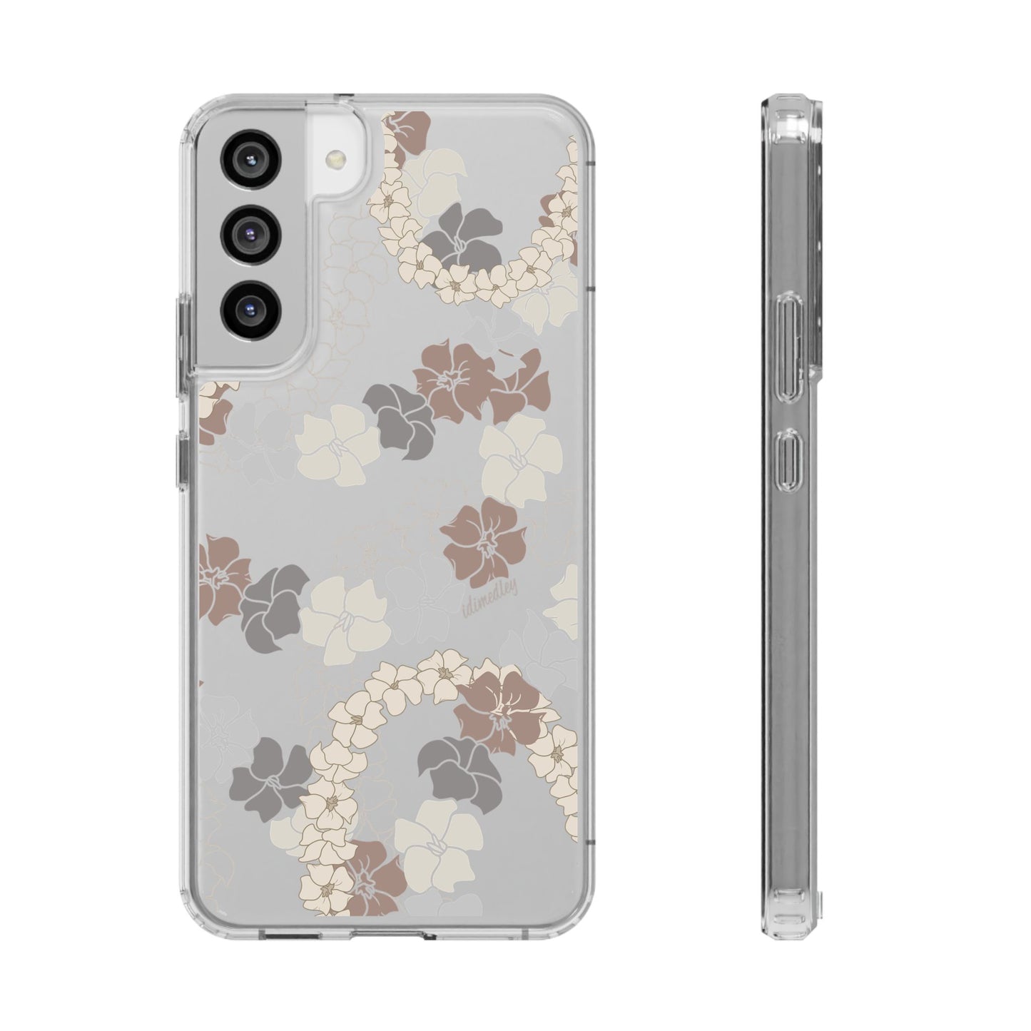 Puakenikeni En Face Flower Leis (Brown and Gray Neutrals) CLEAR Case