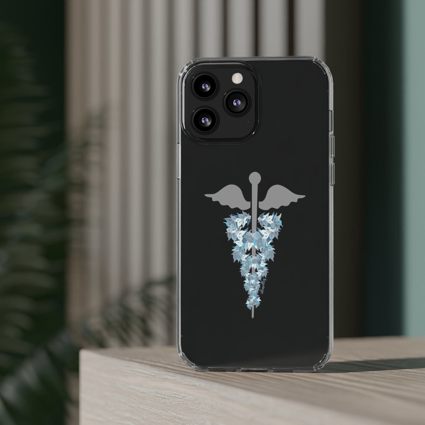Caduceus Medical Symbol with Blue Maile Lei CLEAR Case