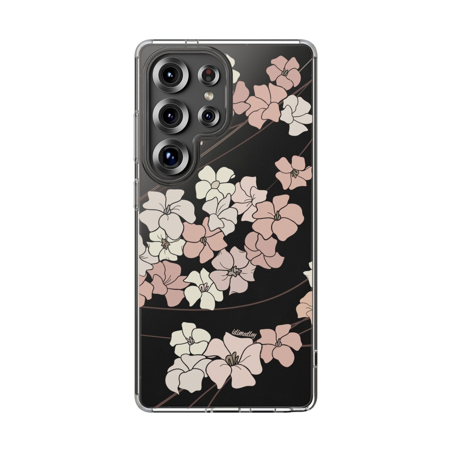 Puakenikeni En Face Flower Swirls in Peachy Pinks CLEAR Case