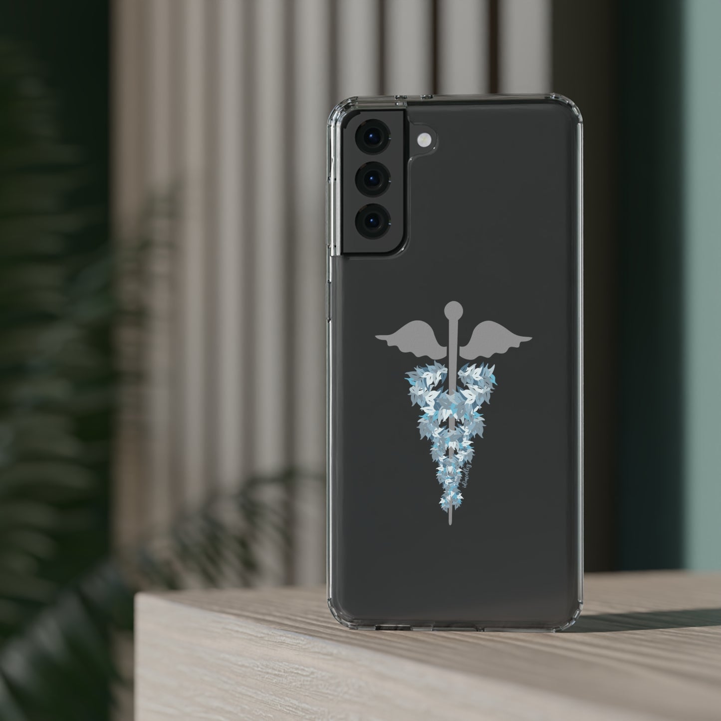 Caduceus Medical Symbol with Blue Maile Lei CLEAR Case