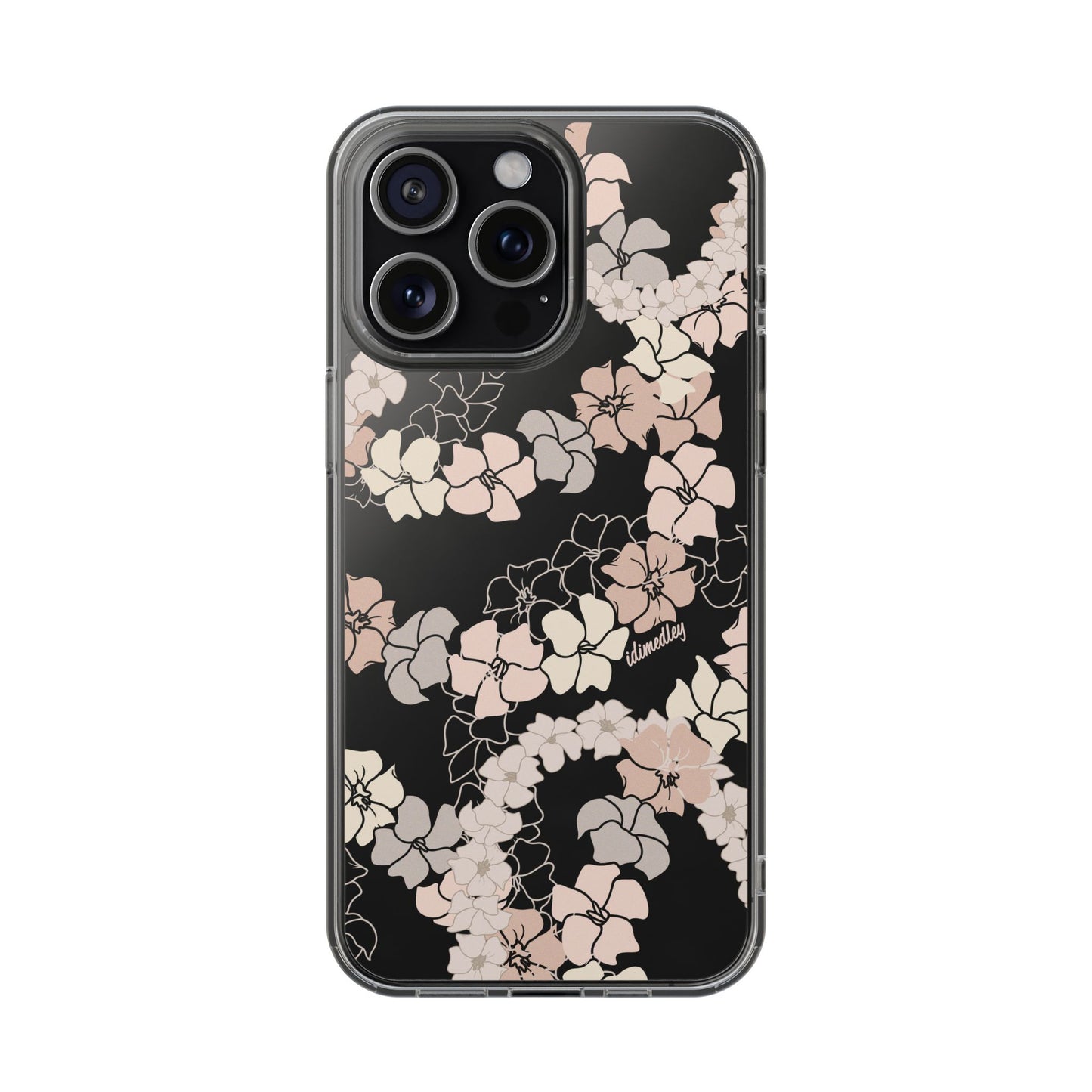 Puakenikeni En Face Flower Leis (Peachy Pinks) CLEAR Case