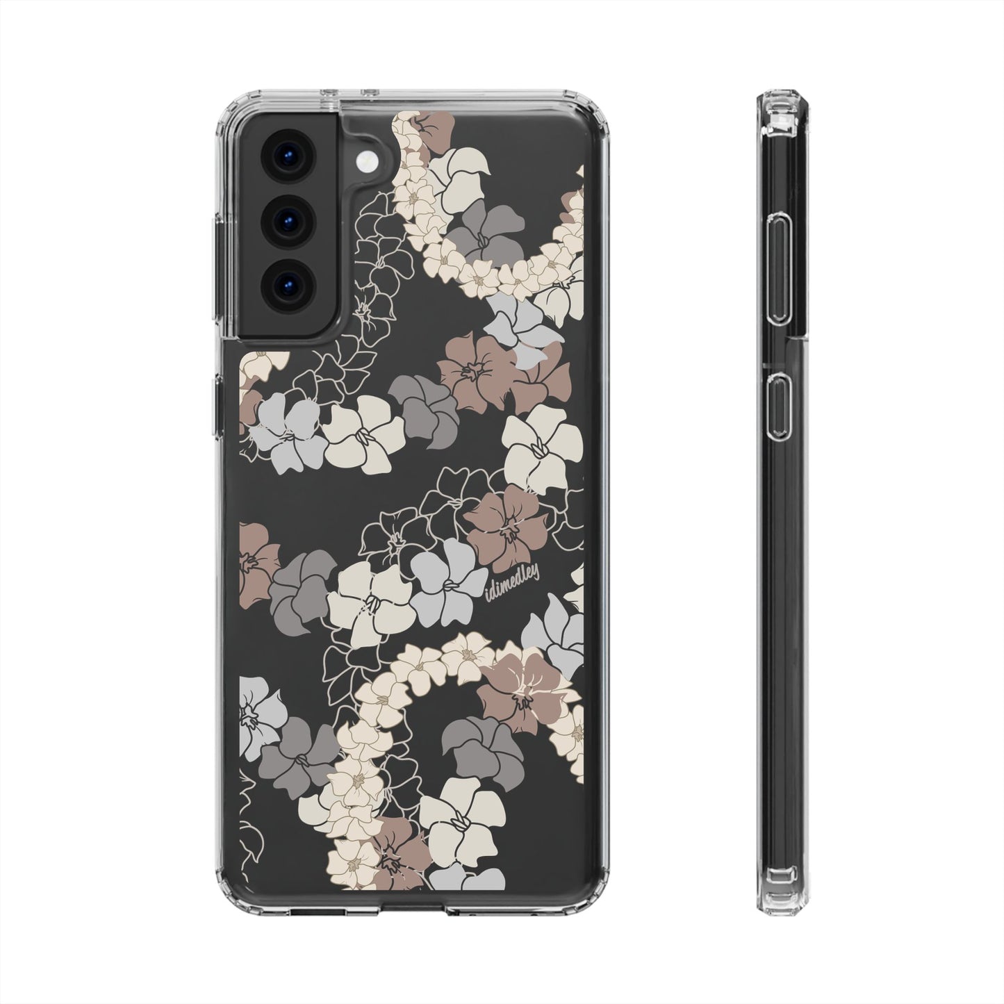 Puakenikeni En Face Flower Leis (Brown and Gray Neutrals) CLEAR Case