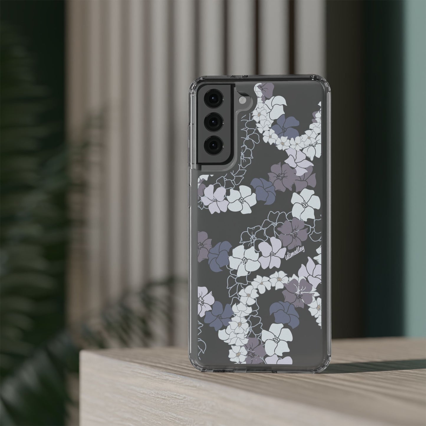 Puakenikeni En Face Flower Leis (Blue and Purple) CLEAR Case