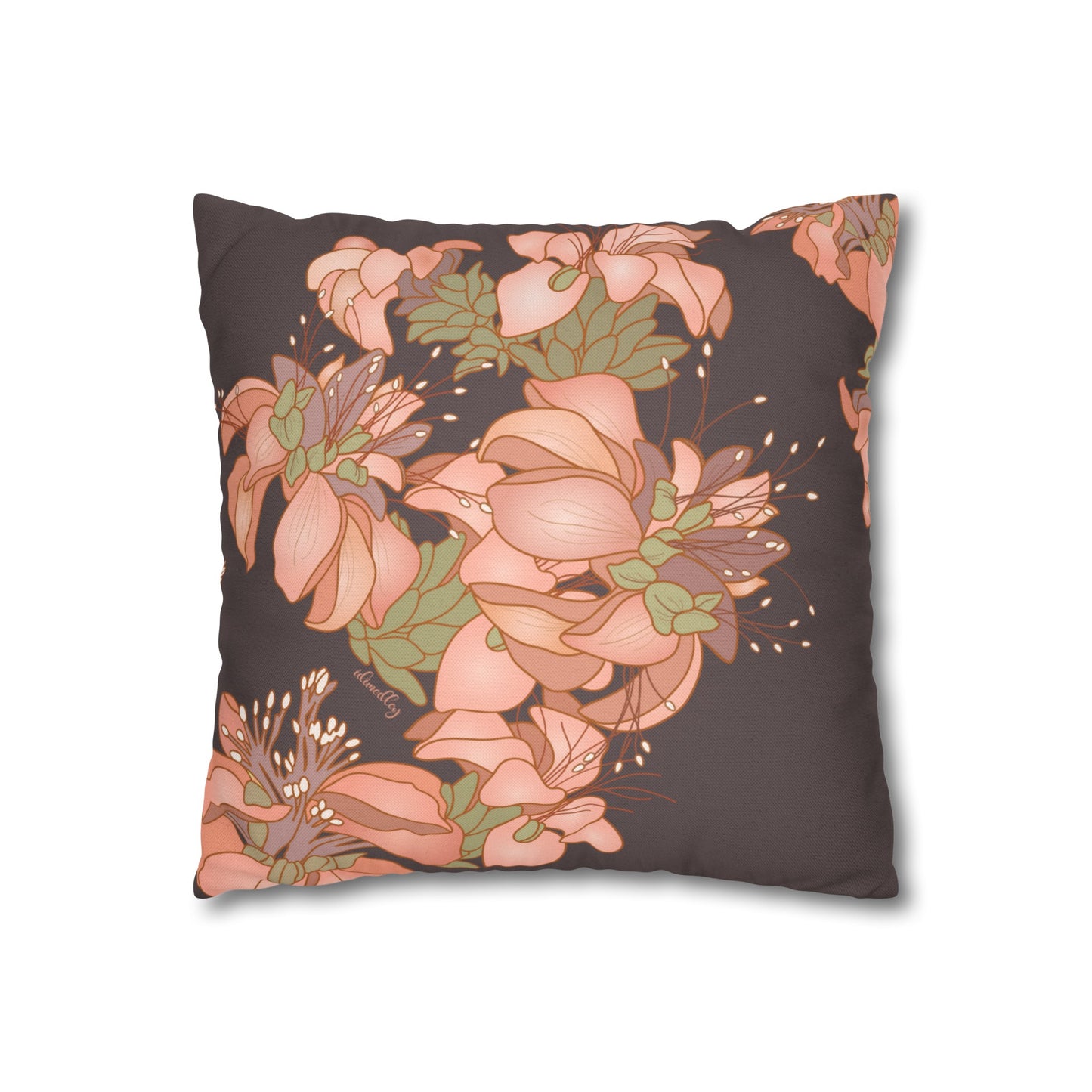 Canvas Throw Pillow Case- Wili Wili Hawaiian (Subtle Maroon)