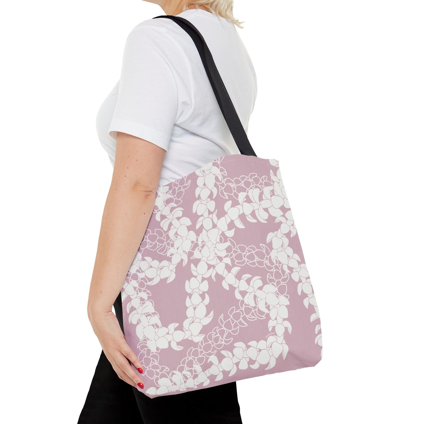Tote Bag- Puakenikeni Curvilinear Lei (Rosey Pink)