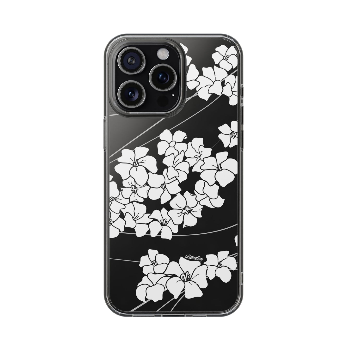 Puakenikeni En Face Flower Swirls (White) CLEAR Case
