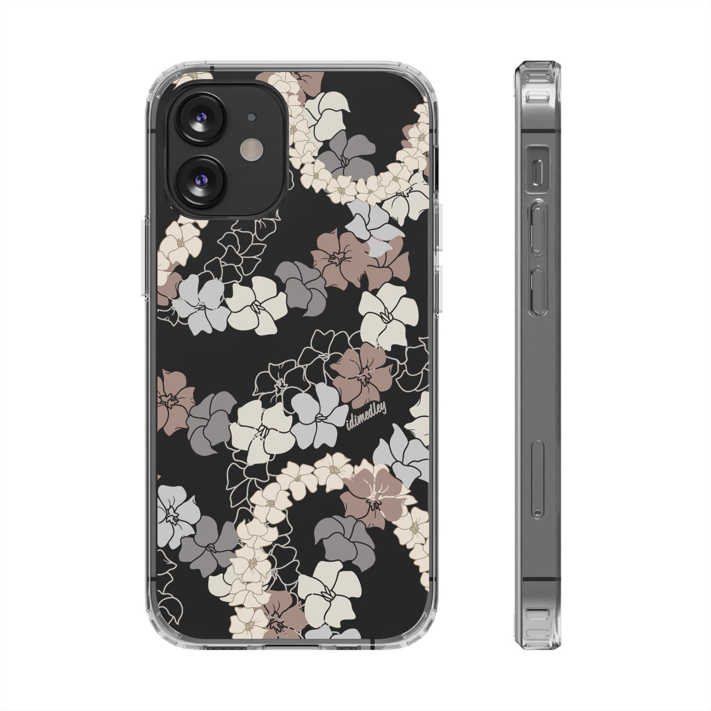 Puakenikeni En Face Flower Leis (Brown and Gray Neutrals) CLEAR Case