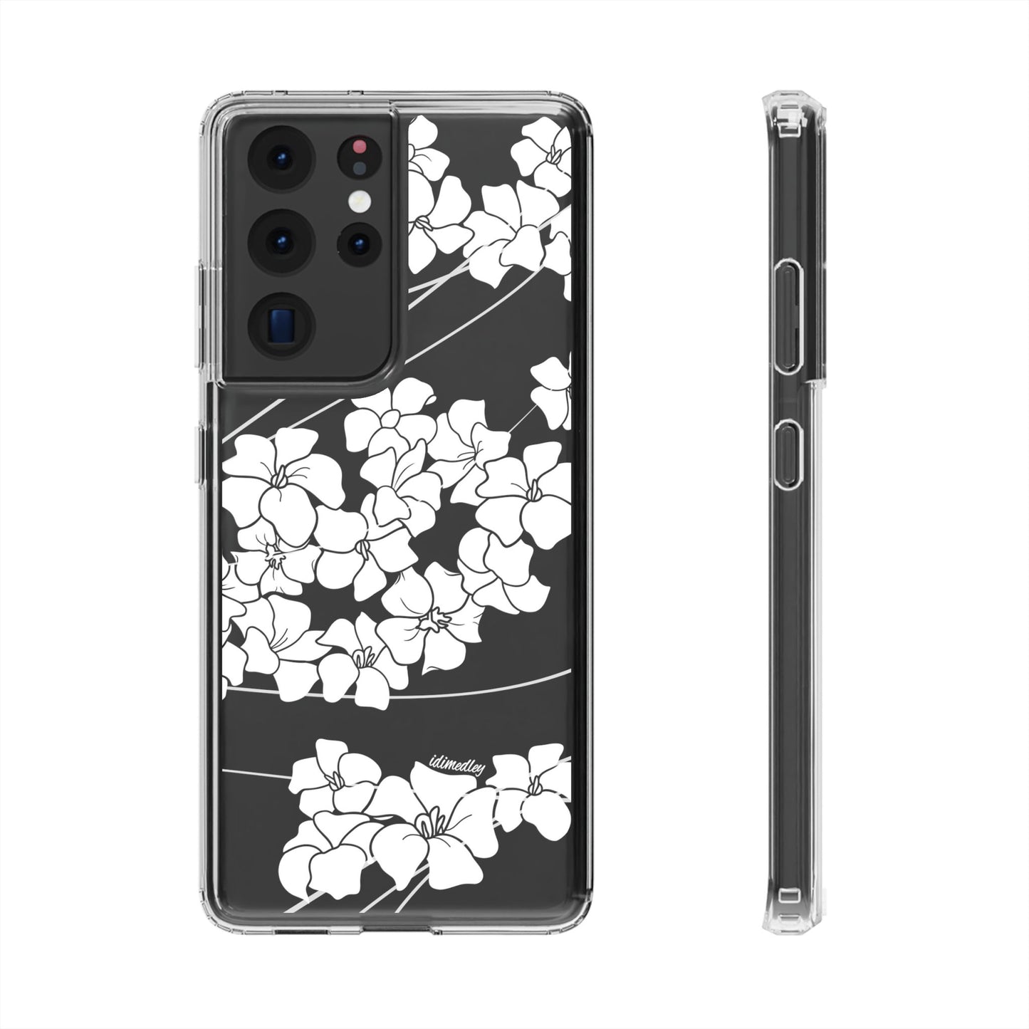 Puakenikeni En Face Flower Swirls (White) CLEAR Case