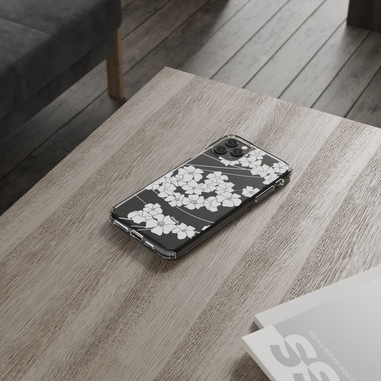Puakenikeni En Face Flower Swirls (White) CLEAR Case