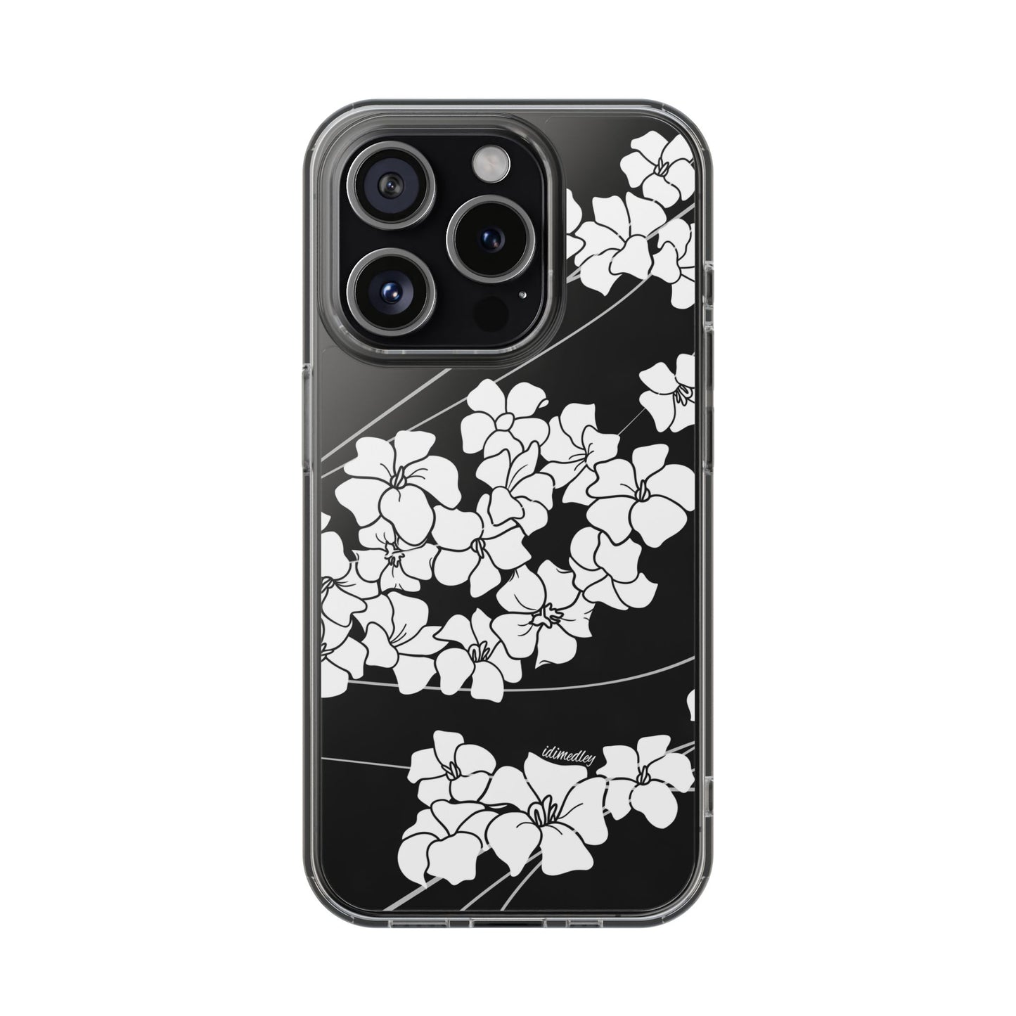 Puakenikeni En Face Flower Swirls (White) CLEAR Case