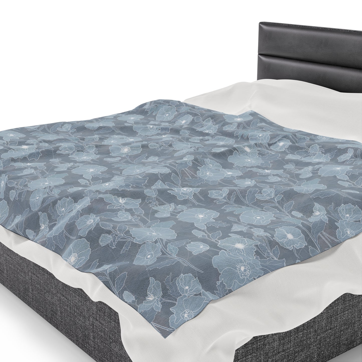 Velveteen Blanket- Pua Kala in Medium Blue