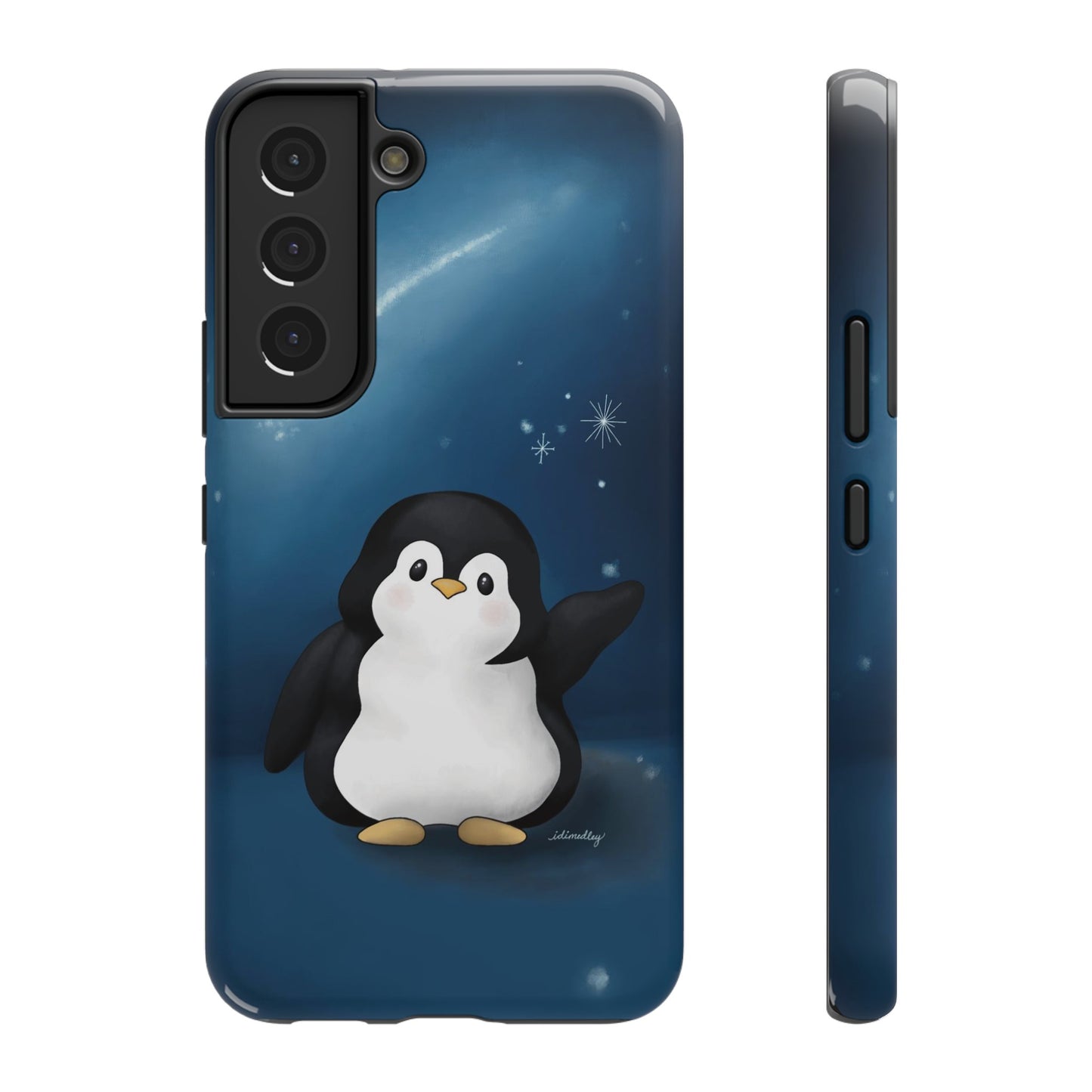 Penguin in Starry Blue Night Skies