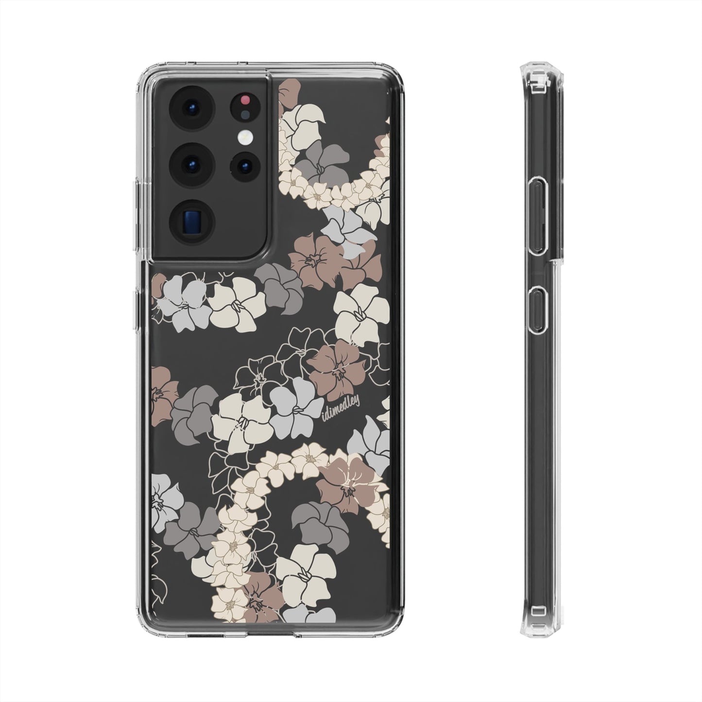 Puakenikeni En Face Flower Leis (Brown and Gray Neutrals) CLEAR Case