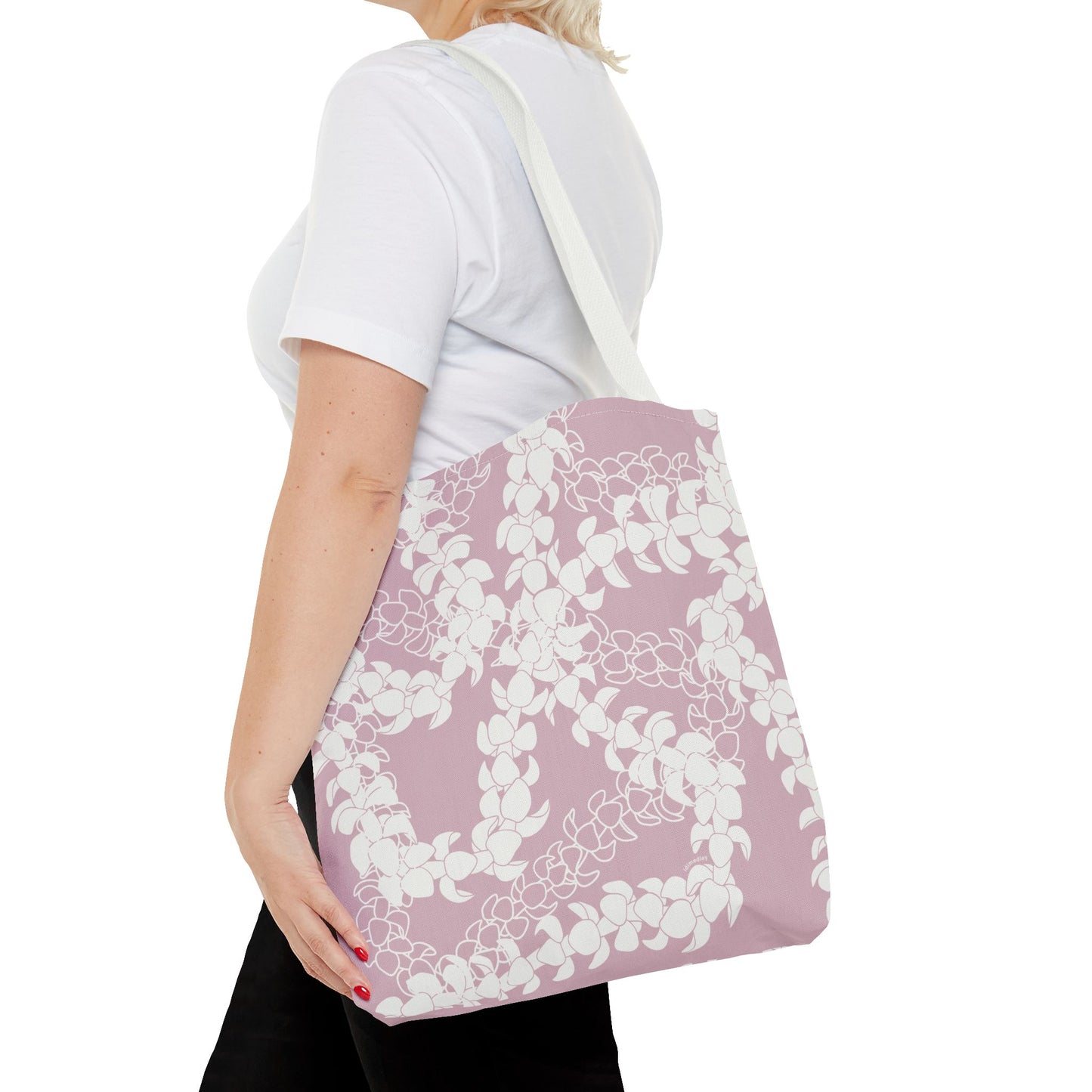 Tote Bag- Puakenikeni Curvilinear Lei (Rosey Pink)