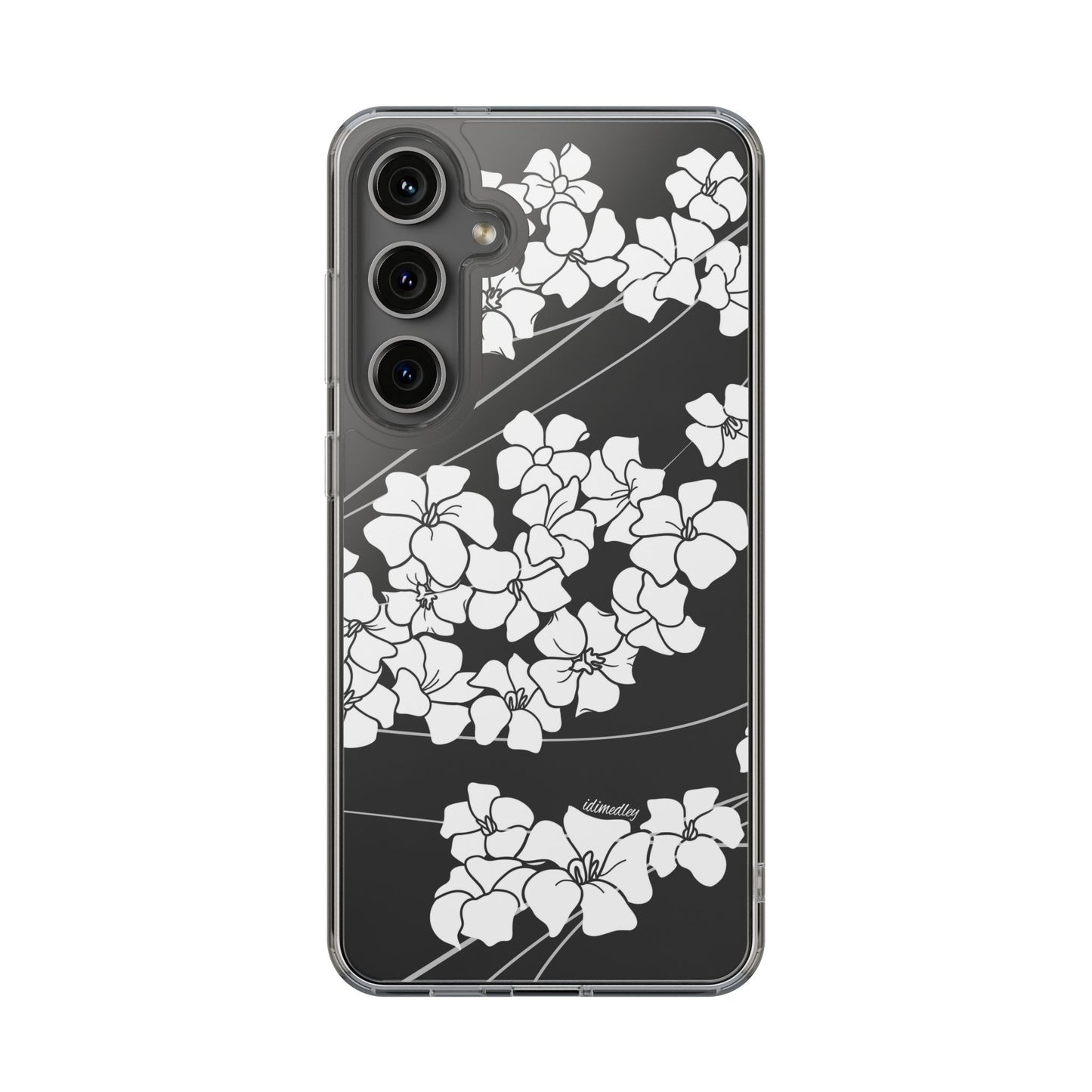 Puakenikeni En Face Flower Swirls (White) CLEAR Case