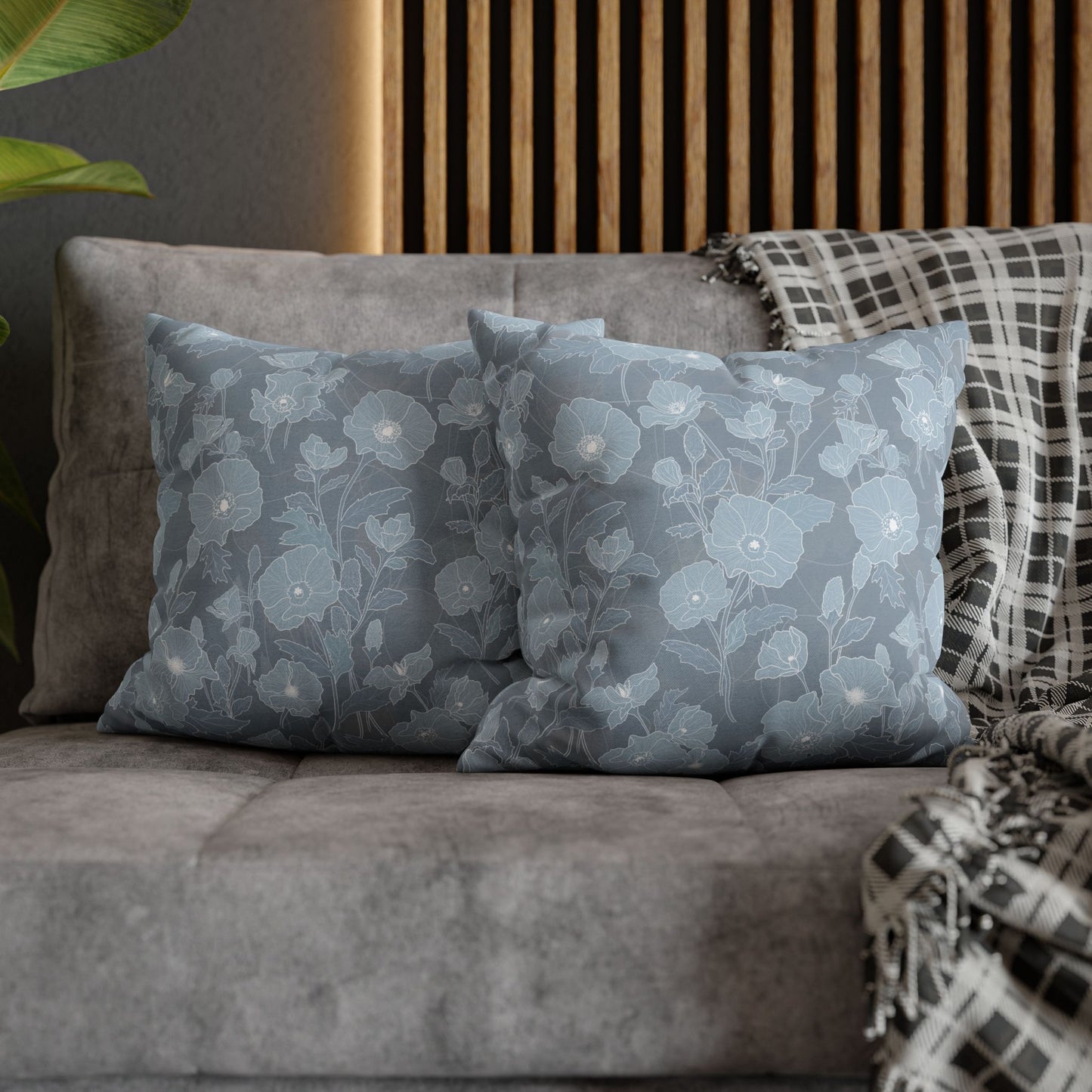 Canvas Throw Pillow Case- Pua Kala in Blue