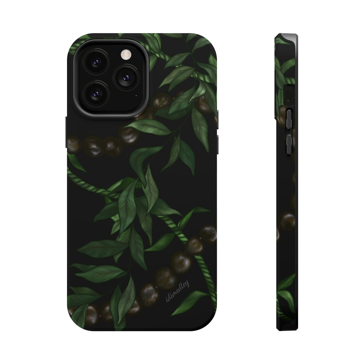 Kukui Nut, Maile, Ti Leaf Lei (Black), MAGSAFE