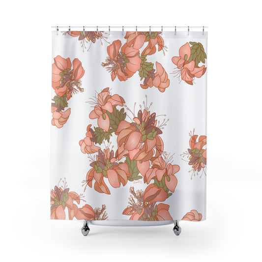 Shower Curtain- Wili Wili Hawaiian Flower (White)