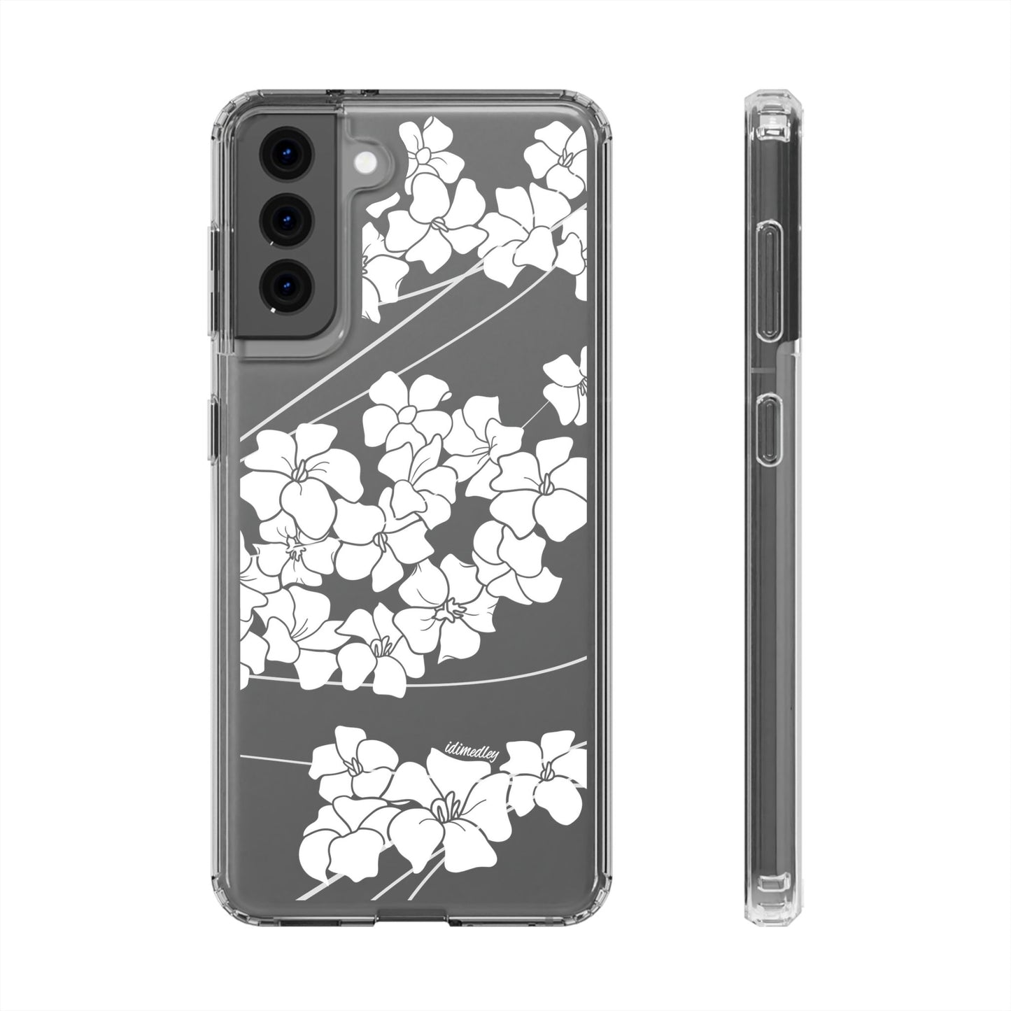 Puakenikeni En Face Flower Swirls (White) CLEAR Case