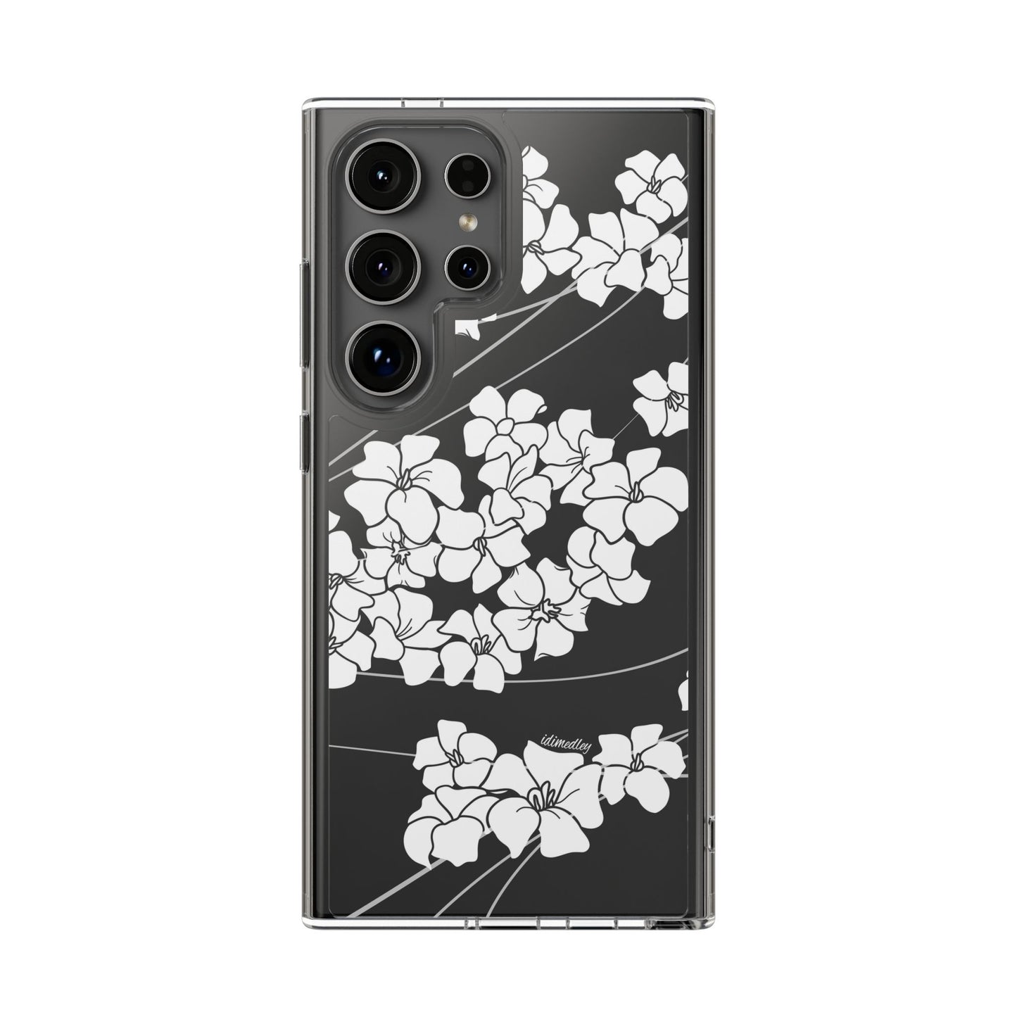 Puakenikeni En Face Flower Swirls (White) CLEAR Case
