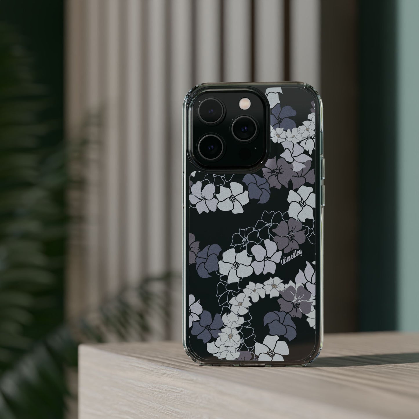 Puakenikeni En Face Flower Leis (Blue and Purple) CLEAR Case