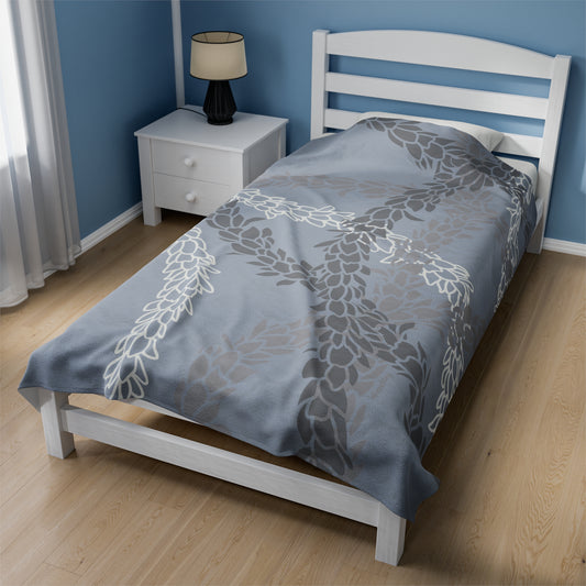 Velveteen Blanket- Pikake Wishes (Gray)