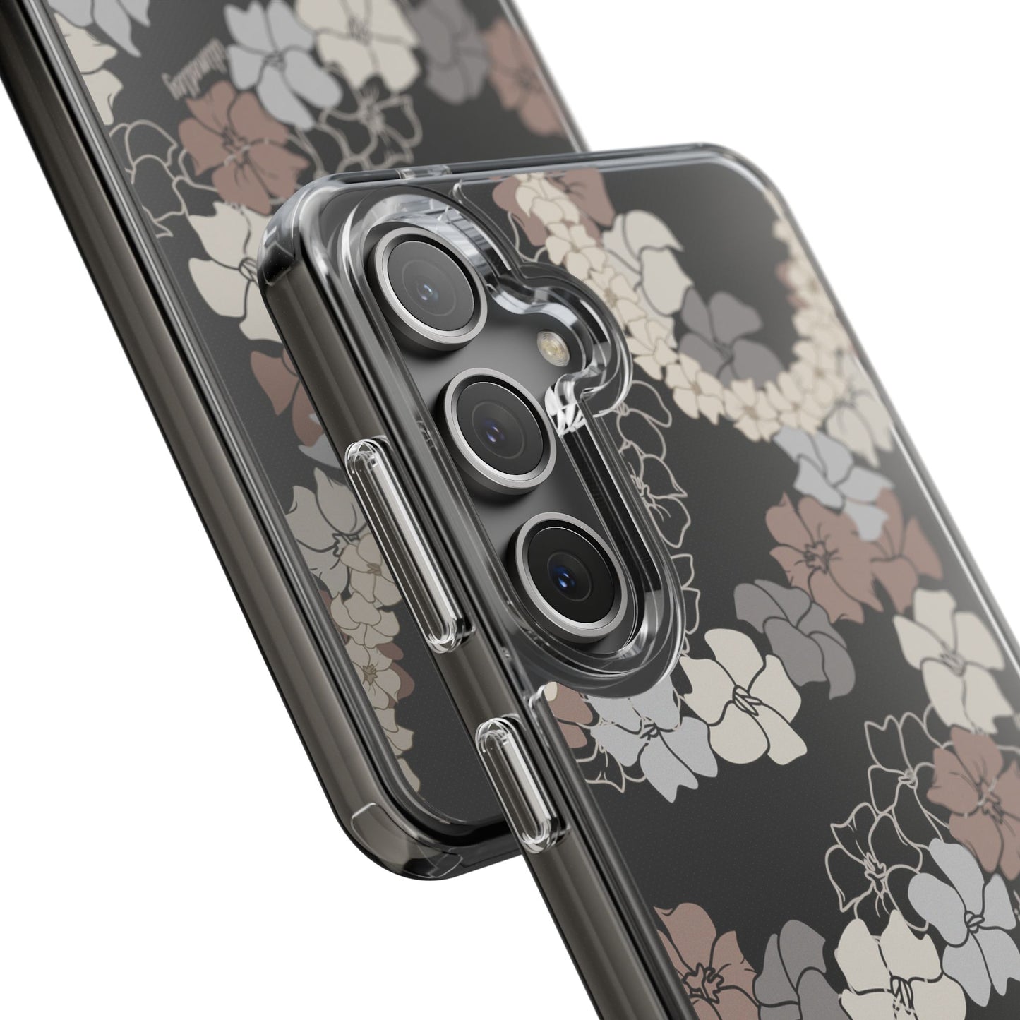 Puakenikeni En Face Flower Leis (Brown and Gray Neutrals) CLEAR Case