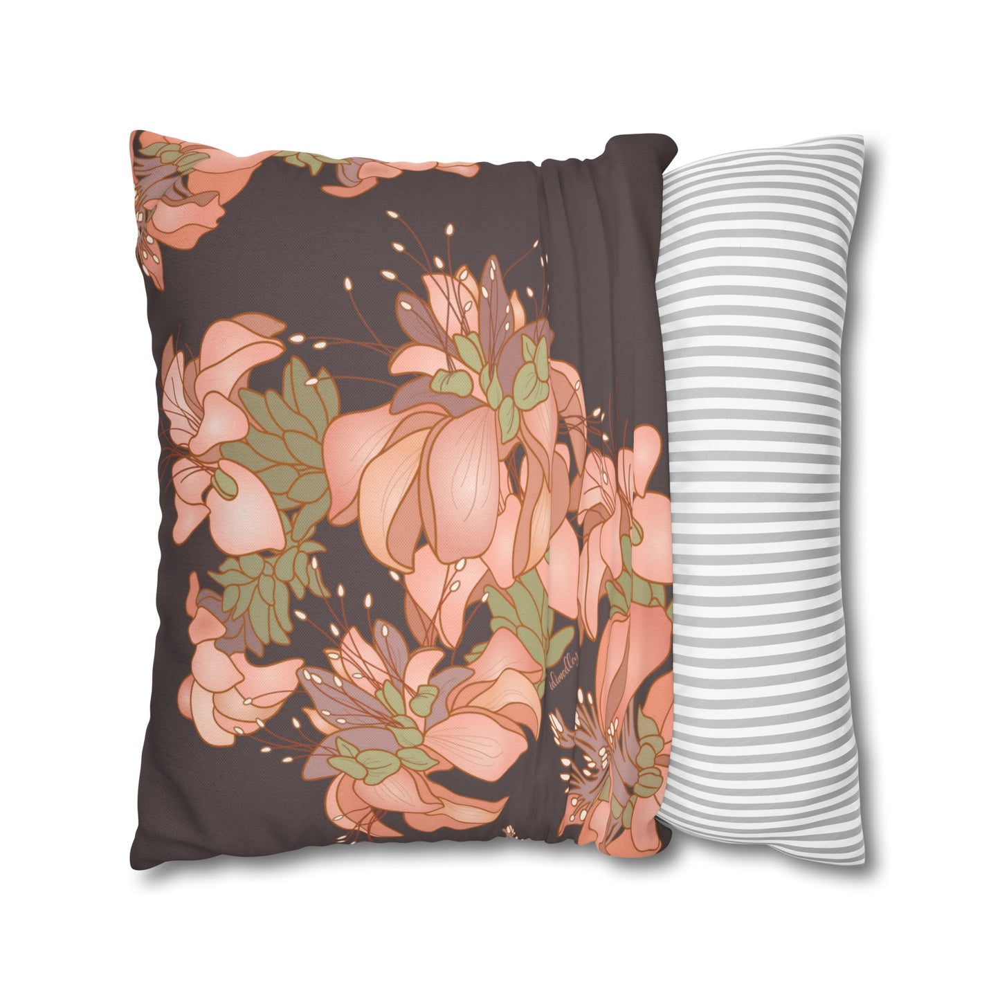 Canvas Throw Pillow Case- Wili Wili Hawaiian (Subtle Maroon)