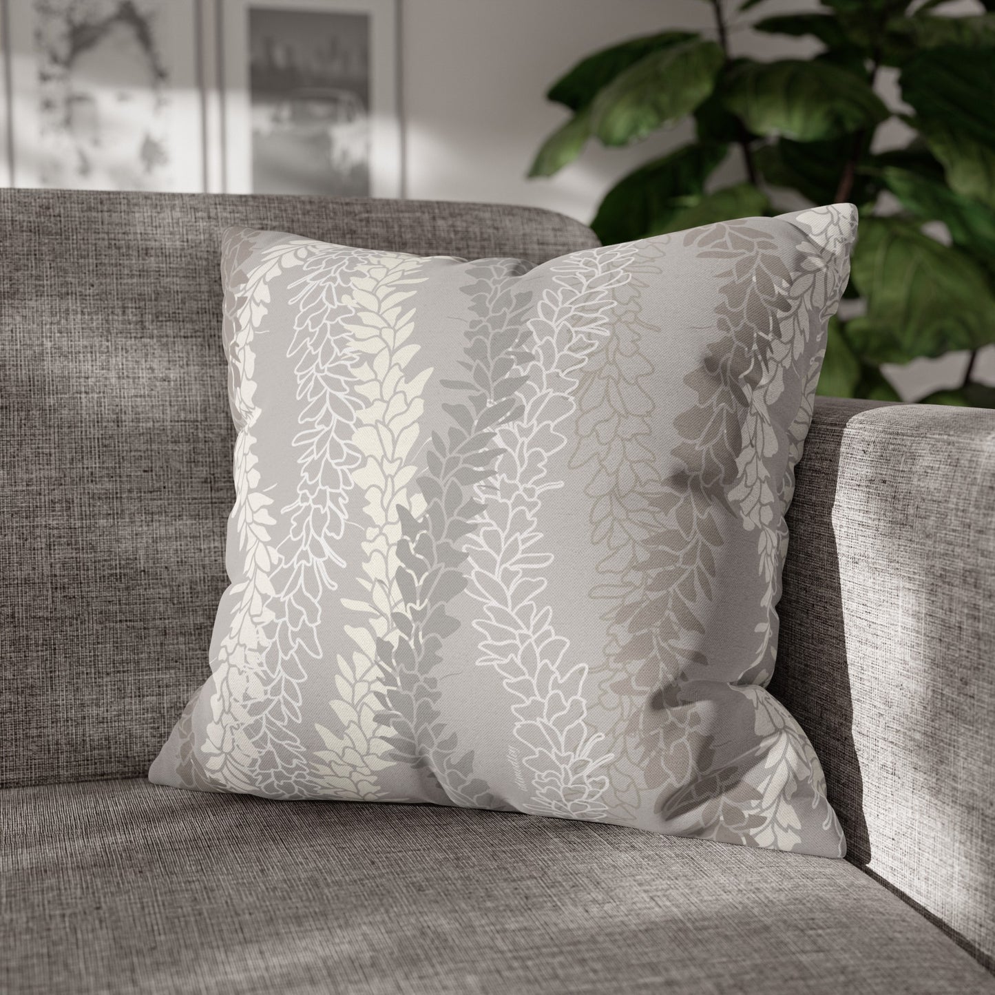 Canvas Throw Pillow Case- White Ginger Kisses (Gray)