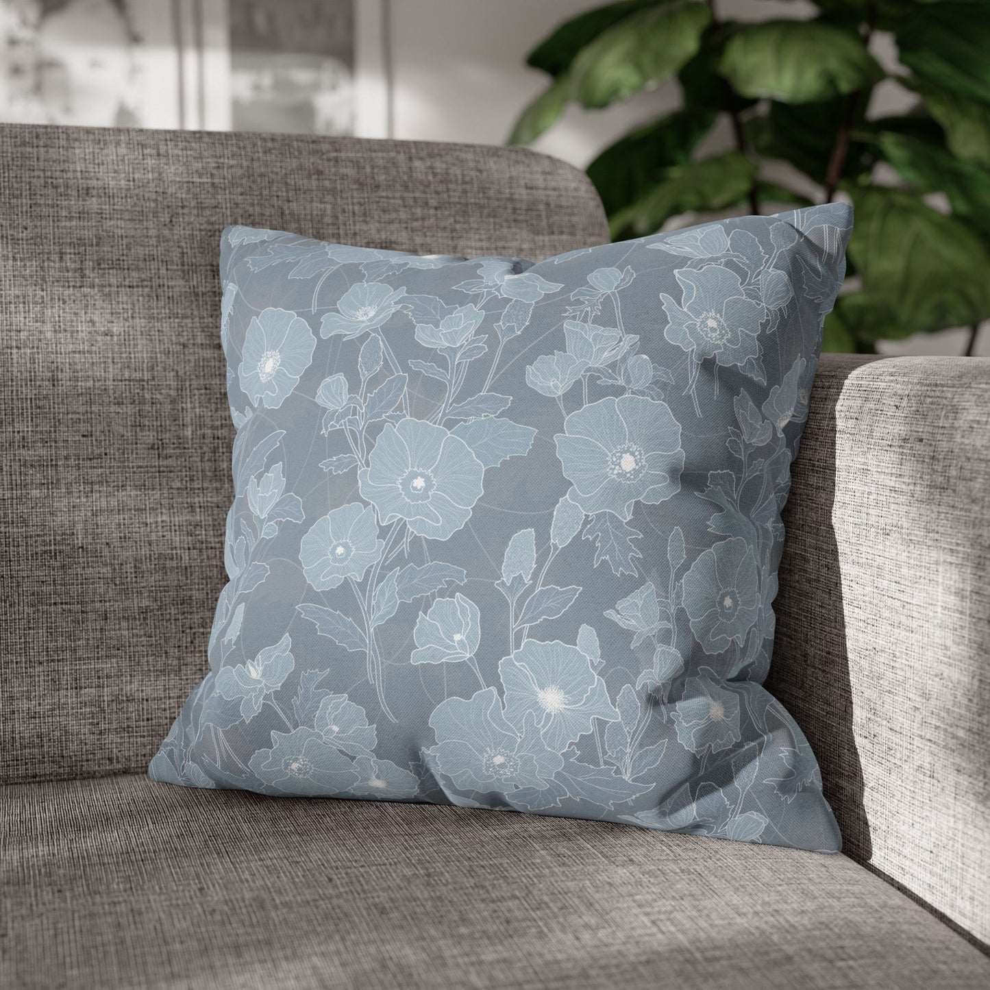 Canvas Throw Pillow Case- Pua Kala in Blue