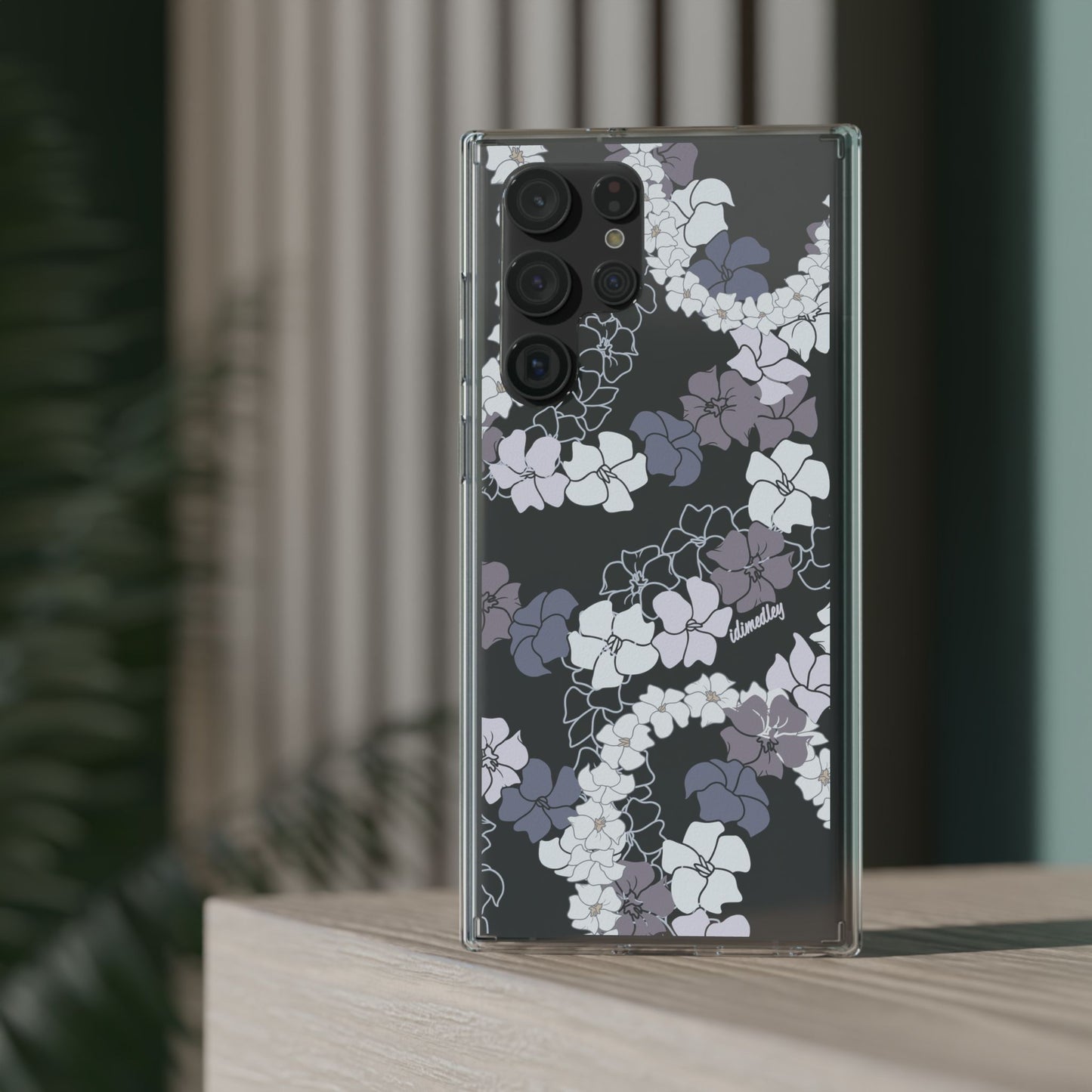Puakenikeni En Face Flower Leis (Blue and Purple) CLEAR Case