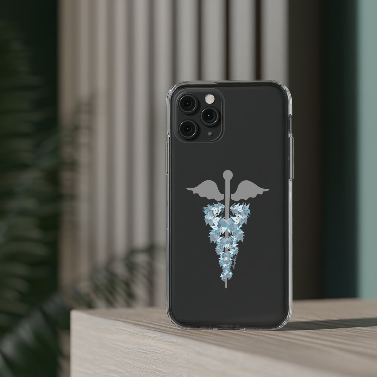 Caduceus Medical Symbol with Blue Maile Lei CLEAR Case