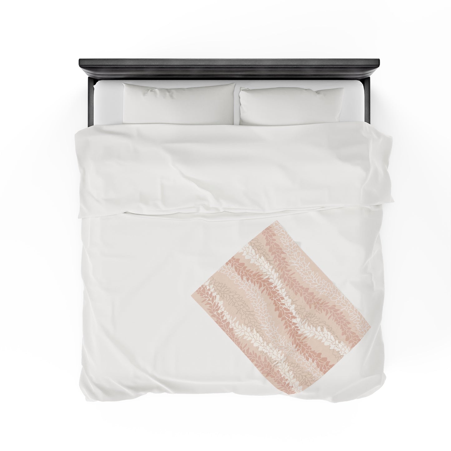 Velveteen Blanket- Hawaiian Awapuhi White Ginger Lei (Peach)